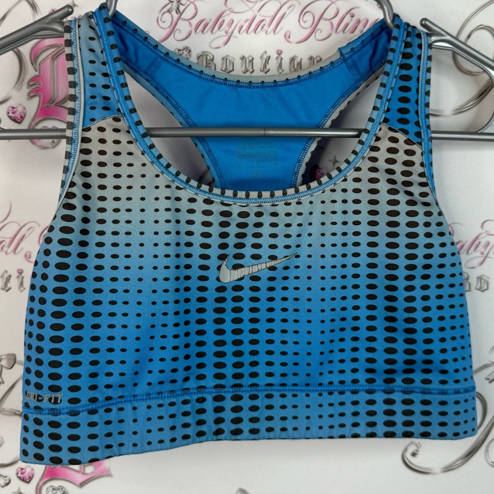 Nike sports bra polka dot dotted Black and Blue silver Dotted Sports Bra
